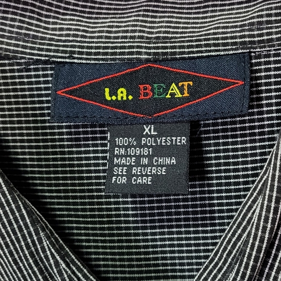 L.A.Beat Men's Black Plaid NWT Short Sleeve Button Down Shirt Size XL - Picture 2 of 5